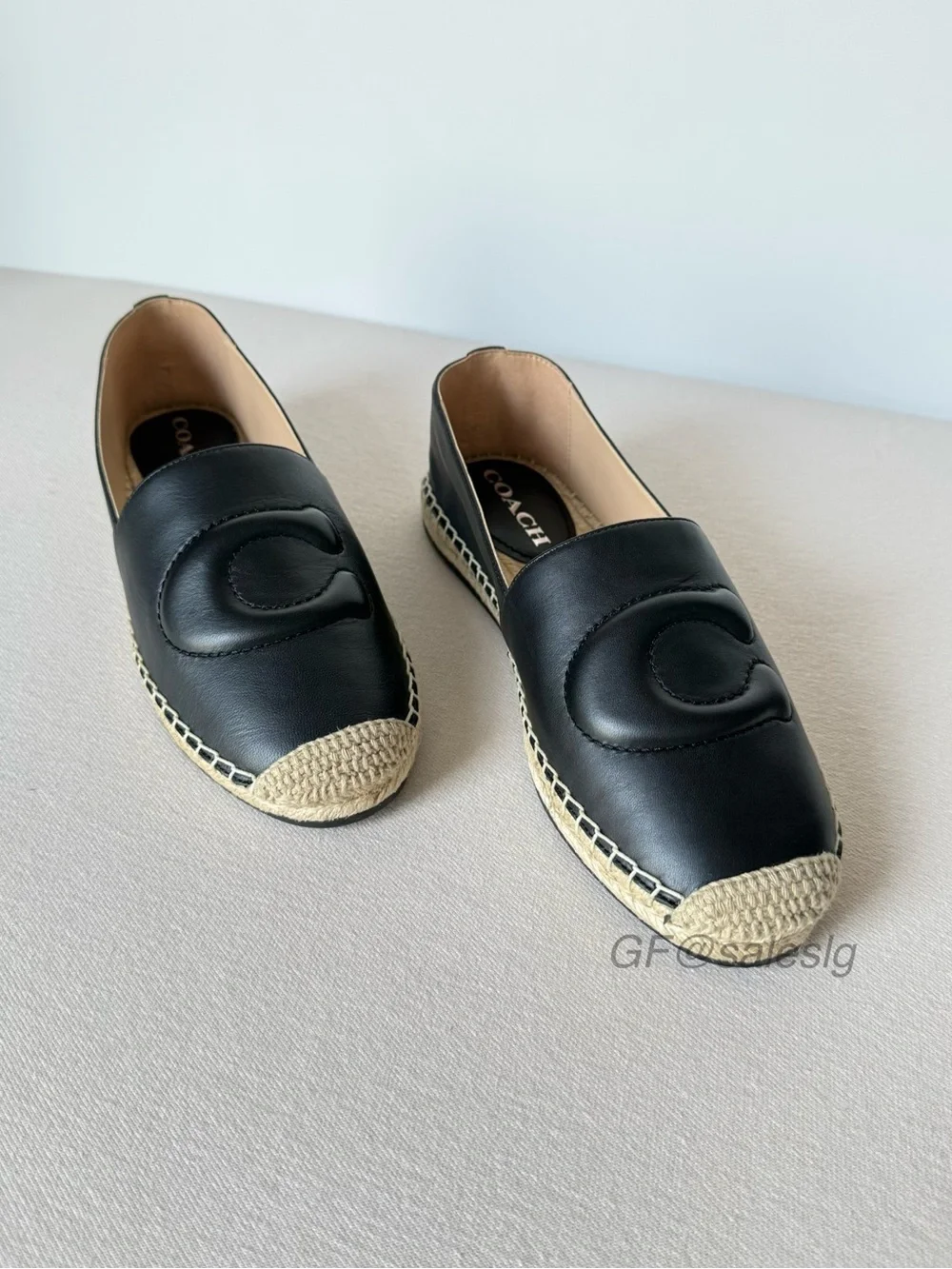 Coach Cruz Espadrille Leather Loafer Black CR848 Size 7.5